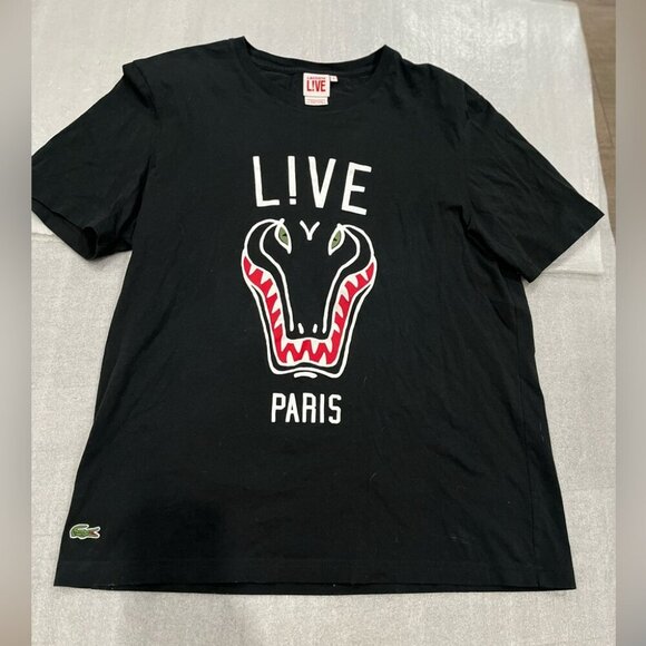 [7/US:L]Lacoste Live Paris Black w/ Alligator Head S/S Shirt - Picture 1 of 7